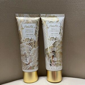 Nanette Lepore White and Gold Floral Hand Cream Duo